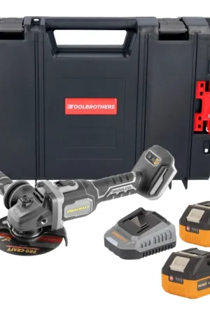 Produit De Marque Procraft Industrial AG125Bbb Meuleuse d'angle sans fil 20 V 125 mm Brushless + 2x batterie 4,0 Ah + chargeur + boîte à outils RHINO