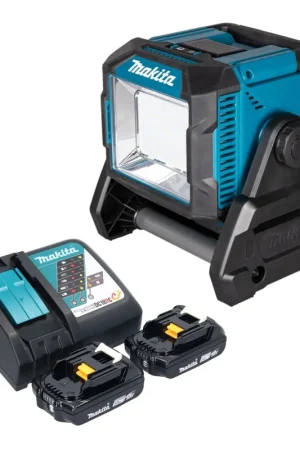 Makita ML 005 G RA Lampe de chantier sans fil 18 / 40 V max. 3.600 lm + 2x batterie 2,0 Ah + chargeur Nouvel Arrivage