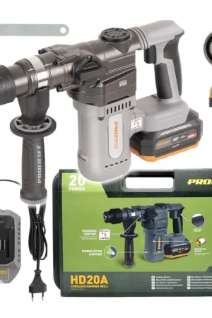 Procraft Industrial HD20A Marteau perforateur sans fil 20 V 3,8 J Brushless + 1x batterie 4,0 Ah + chargeur + coffret Achat Immédiat