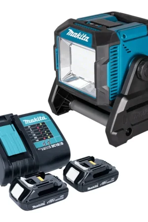 Makita ML 005 G SY Lampe de chantier sur batterie 18 / 40 V max. 3.600 lm + 2x batterie 1,5 Ah + chargeur Dernier Modèle
