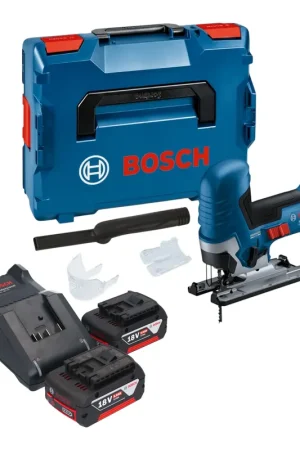 Promotion Saisonnière Bosch GST 18V-125 S Professional Scie sauteuse sans fil 18 V 125 mm Brushless + 2x batterie 5,0 Ah + chargeur + L-Boxx