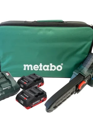 Metabo MS 18 LTX 15 Akku Gehölzsäge 18 V 15 cm 5 m/s + 2x LiHD Akku 4,0 Ah + Ladegerät + Tasche Nouvelle Collection