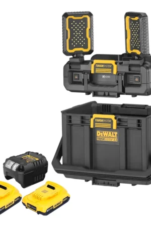 Top Vente DeWalt DWST08061-1 Boîte à outils avec lampes intégrées 395 x 352 x 255 mm ToughSystem 2.0 + 2x batterie 2,0 Ah + chargeur