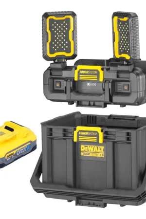 Dernière Chance DeWalt DWST08061-1 Boîte à outils avec lampes intégrées 395 x 352 x 255 mm ToughSystem 2.0 + 1x batterie Powerstack 5,0 Ah - sans chargeur