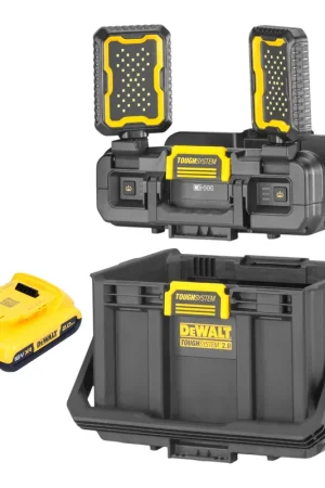 DeWalt DWST08061-1 Boîte à outils avec lampes intégrées 395 x 352 x 255 mm ToughSystem 2.0 + 1x batterie 2,0 Ah - sans chargeur Prix Réduit
