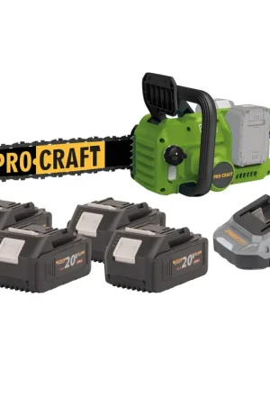 Usine Directe Procraft PCA42/2 tronçonneuse à chaîne sans fil 40 V ( 2x 20 V ) 406 mm Brushless + 4x batterie 4,0 Ah + chargeur