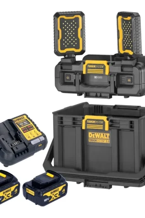 DeWalt DWST08061-1 Boîte à outils avec lampes intégrées 395 x 352 x 255 mm ToughSystem 2.0 + 2x batterie 4,0 Ah + chargeur Promotion