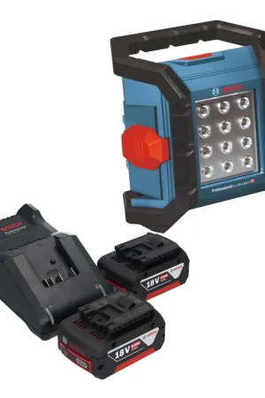 Acheter En Ligne Bosch GLI 18V-1200 C Professional Projecteur de chantier sans fil 18 V 1200 lm + 2x batterie 5,0 Ah + chargeur
