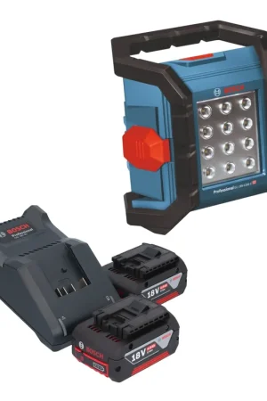 Bosch GLI 18V-1200 C Professional Projecteur de chantier sans fil 18 V 1200 lm + 2x batterie 4,0 Ah + chargeur Prix Cassé