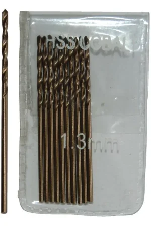Sachet 10 Forets Métaux D.1,3 mm HSS M35 Cobalt 5% DIN338 Cylindriques Quantité Limitée