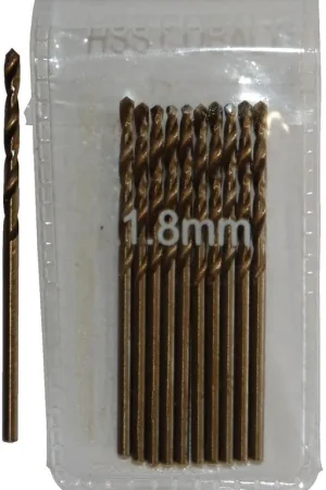Sachet 10 Forets Métaux D.1,8 mm HSS M35 Cobalt 5% DIN338 Cylindriques Nouveauté