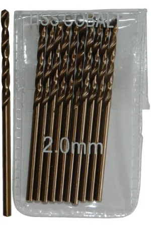 Offre Exclusive Sachet 10 Forets Métaux D.2,0 mm HSS M35 Cobalt 5% DIN338 Cylindriques