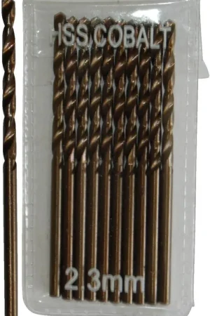 Sachet 10 Forets Métaux D.2,3 mm HSS M35 Cobalt 5% DIN338 Cylindriques Expédition Rapide