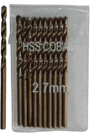 Sachet 10 Forets Métaux D.2,7 mm HSS M35 Cobalt 5% DIN338 Cylindriques Nouvel Arrivage