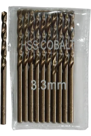 Sachet 10 Forets Métaux D.3,3 mm HSS M35 Cobalt 5% DIN338 Cylindriques Acheter Direct