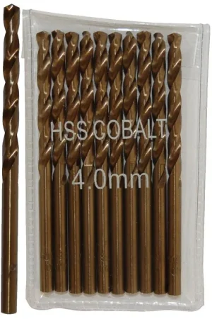 Sachet 10 Forets Métaux D.4,0 mm HSS M35 Cobalt 5% DIN338 Cylindriques Satisfait Ou Remboursé