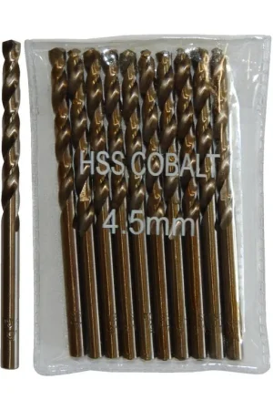 Offre Spéciale Sachet 10 Forets Métaux D.4,5 mm HSS M35 Cobalt 5% DIN338 Cylindriques