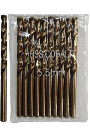 Sachet 10 Forets Métaux D.5,5 mm HSS M35 Cobalt 5% DIN338 Cylindriques Offre Exclusive
