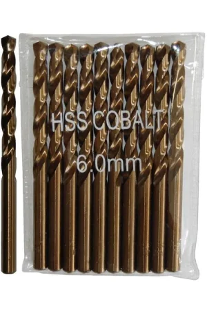 Sachet 10 Forets Métaux D.6,0 mm HSS M35 Cobalt 5% DIN338 Cylindriques Produit De Marque