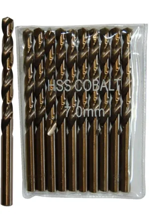 Sachet 10 Forets Métaux D.7,0 mm HSS M35 Cobalt 5% DIN338 Cylindriques Commander Maintenant