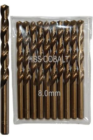 Sachet 10 Forets Métaux D.8,0 mm HSS M35 Cobalt 5% DIN338 Cylindriques Satisfait Ou Remboursé