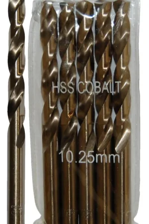 Sachet 5 Forets Métaux D.10,25 mm HSS M35 Cobalt 5% DIN338 Cylindriques Expédition Rapide