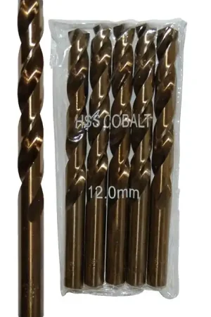 Usine Directe Sachet 5 Forets Métaux D.12,0 mm HSS M35 Cobalt 5% DIN338 Cylindriques