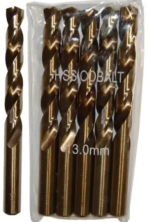 Haute Qualité Sachet 5 Forets Métaux D.13,0 mm HSS M35 Cobalt 5% DIN338 Cylindriques