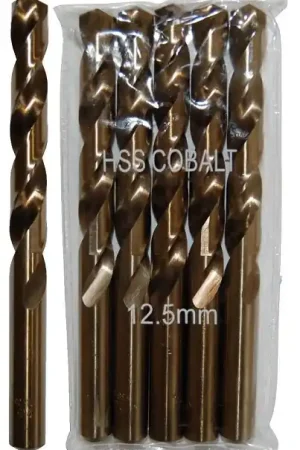 Sachet 5 Forets Métaux D.12,5 mm HSS M35 Cobalt 5% DIN338 Cylindriques Offre Exclusive