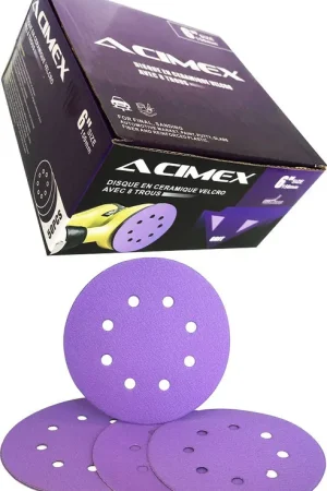 Acheter En Ligne Lot De 50 Disques Abrasifs En Céramique 150mm 8 Trous Velcro Grain 120