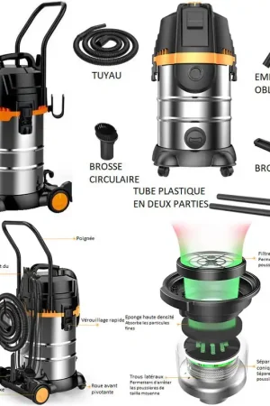 Commande En Gros Aspirateur Eau Et Poussière à Aspiration Cyclonique 30L 1600W Cuve Inox
