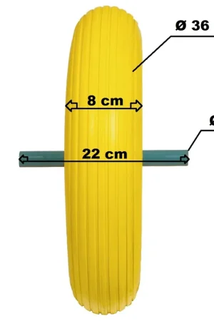 ROUE DE BROUETTE INCREVABLE Ø 36 CM AVEC AXE Ø 2 CM [ 3.50 - 8 ] Affaire À Saisir
