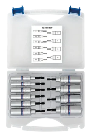 Dernière Chance Coffret de douilles longues pour visseuse 6pans 1/4" - 10 pièces - kingtony 1010CMR